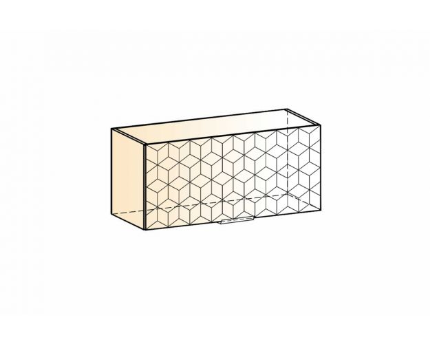 Стоун Шкаф навесной L800 Н360 (1 дв. гл.) с фрезеровкой (белый/изумруд софттач)